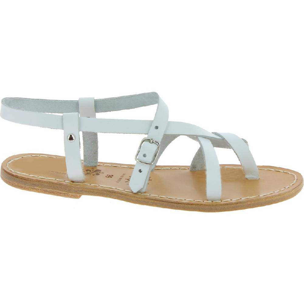 Lartigiano Del Cuoio Sandali Da Donna In Pelle Bianca Fatti A Mano In Italia