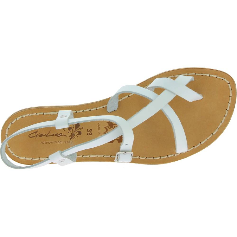 Lartigiano Del Cuoio Sandali Da Donna In Pelle Bianca Fatti A Mano In Italia