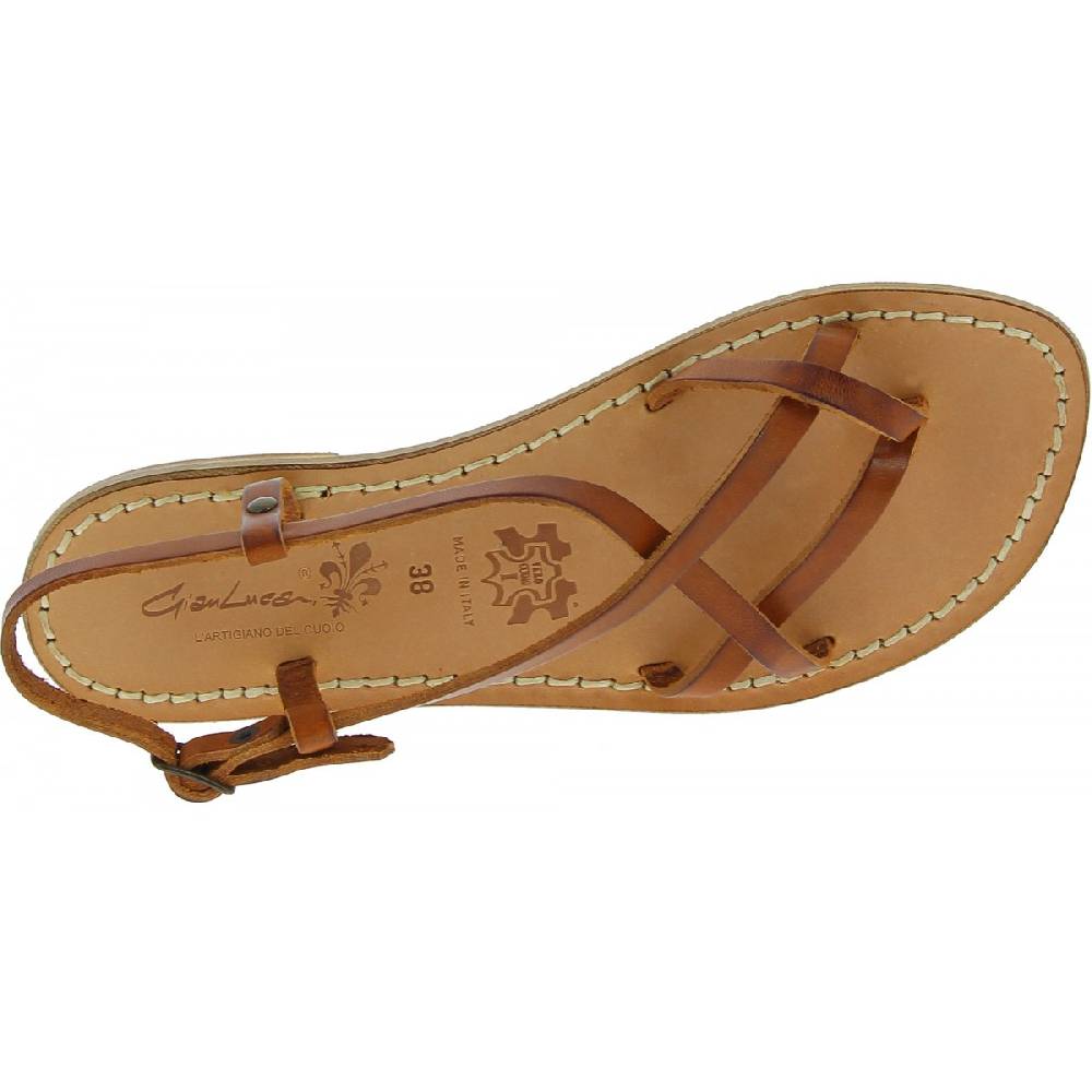 Lartigiano Del Cuoio Sandali Da Donna In Pelle Color Cuoio Fatti A Mano