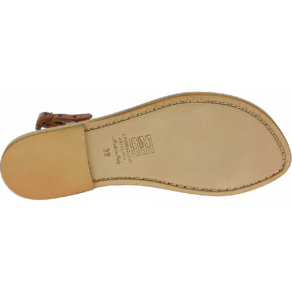Lartigiano Del Cuoio Sandali Da Donna In Pelle Color Cuoio Fatti A Mano