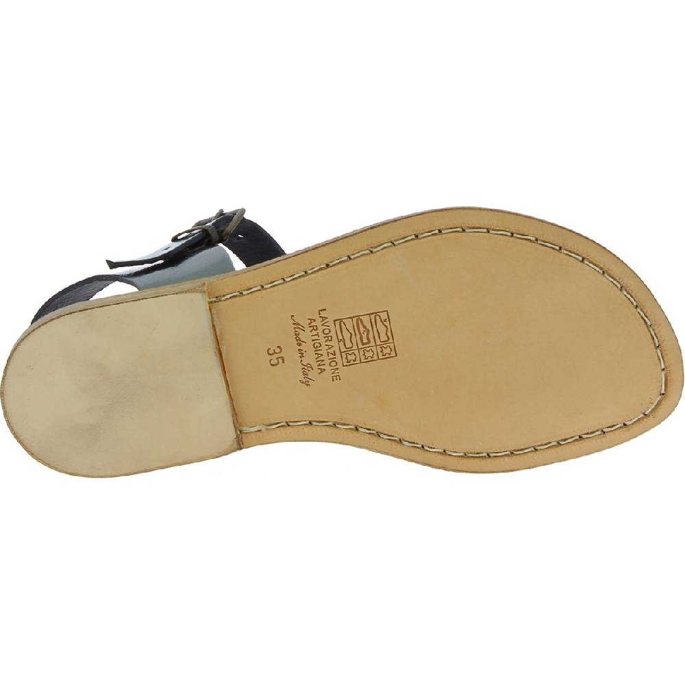 Lartigiano Del Cuoio Sandali Da Donna In Pelle Color Titanio Fatti A Mano In Italia