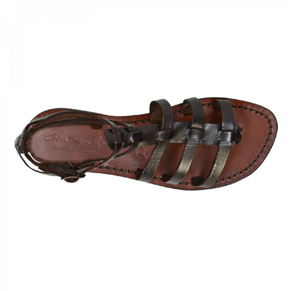 Lartigiano Del Cuoio Sandali Da Gladiatore In Pelle Color Testa Di Moro Fatti A Mano In Italia