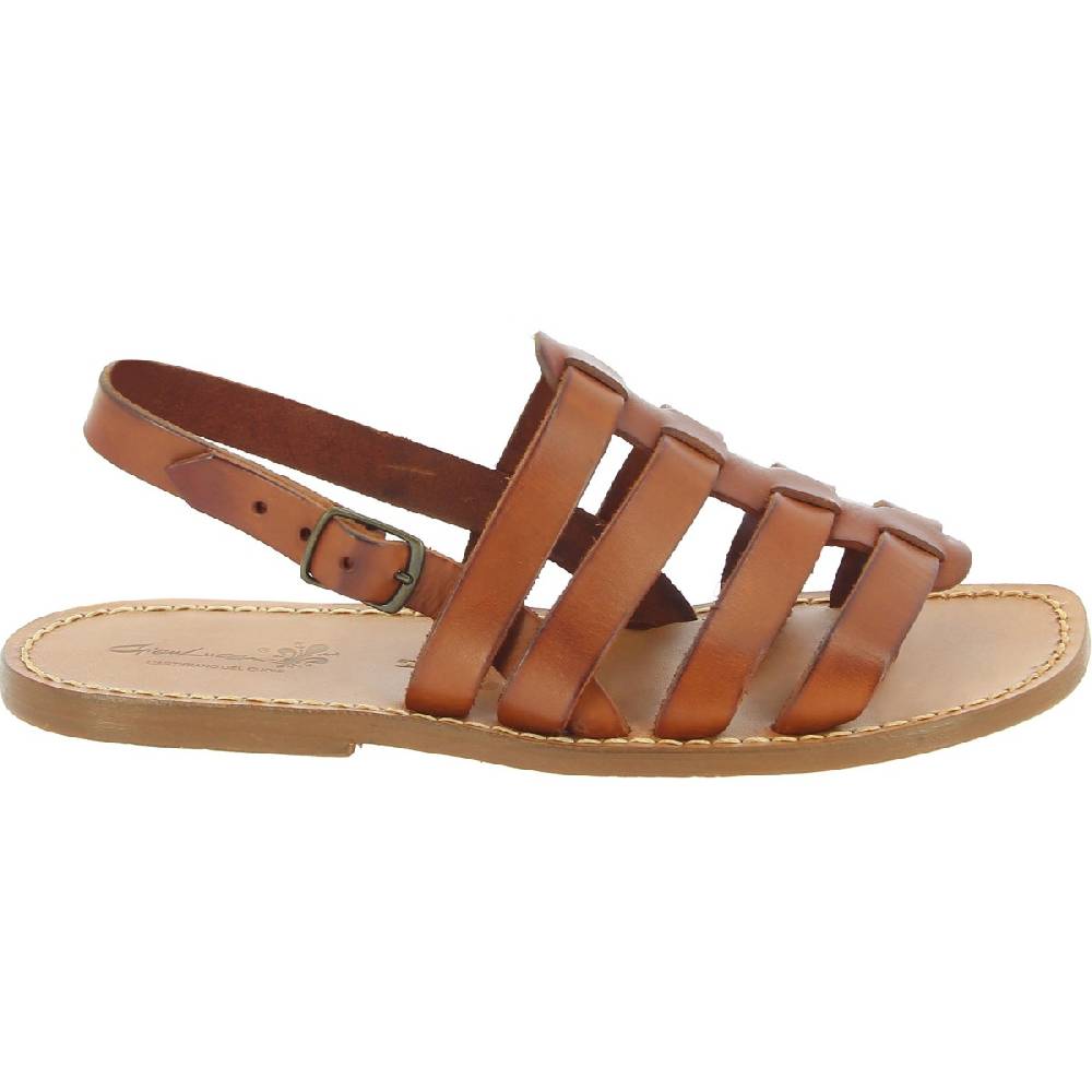 Lartigiano Del Cuoio Sandali Da Uomo A Gabbia In Pelle Color Cuoio