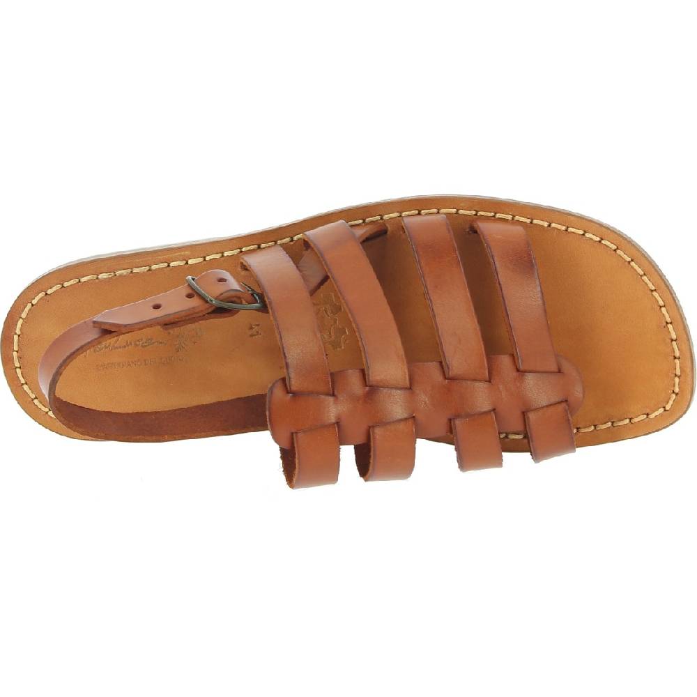 Lartigiano Del Cuoio Sandali Da Uomo A Gabbia In Pelle Color Cuoio