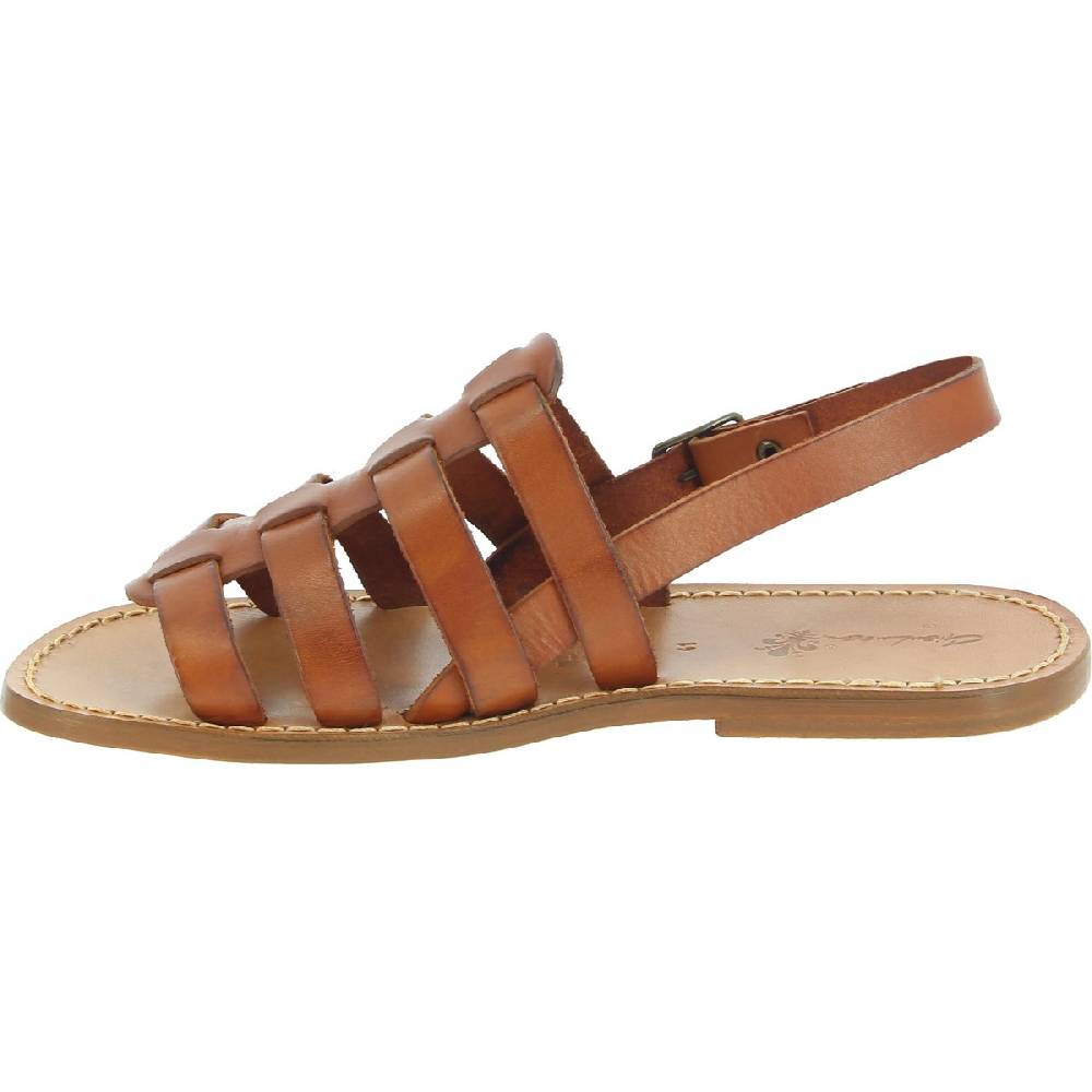 Lartigiano Del Cuoio Sandali Da Uomo A Gabbia In Pelle Color Cuoio