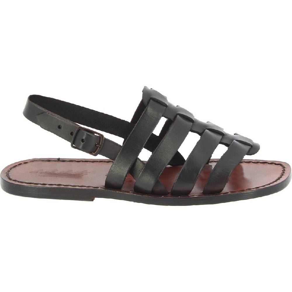 Lartigiano Del Cuoio Sandali Da Uomo A Gabbia In Pelle Marrone Scuro