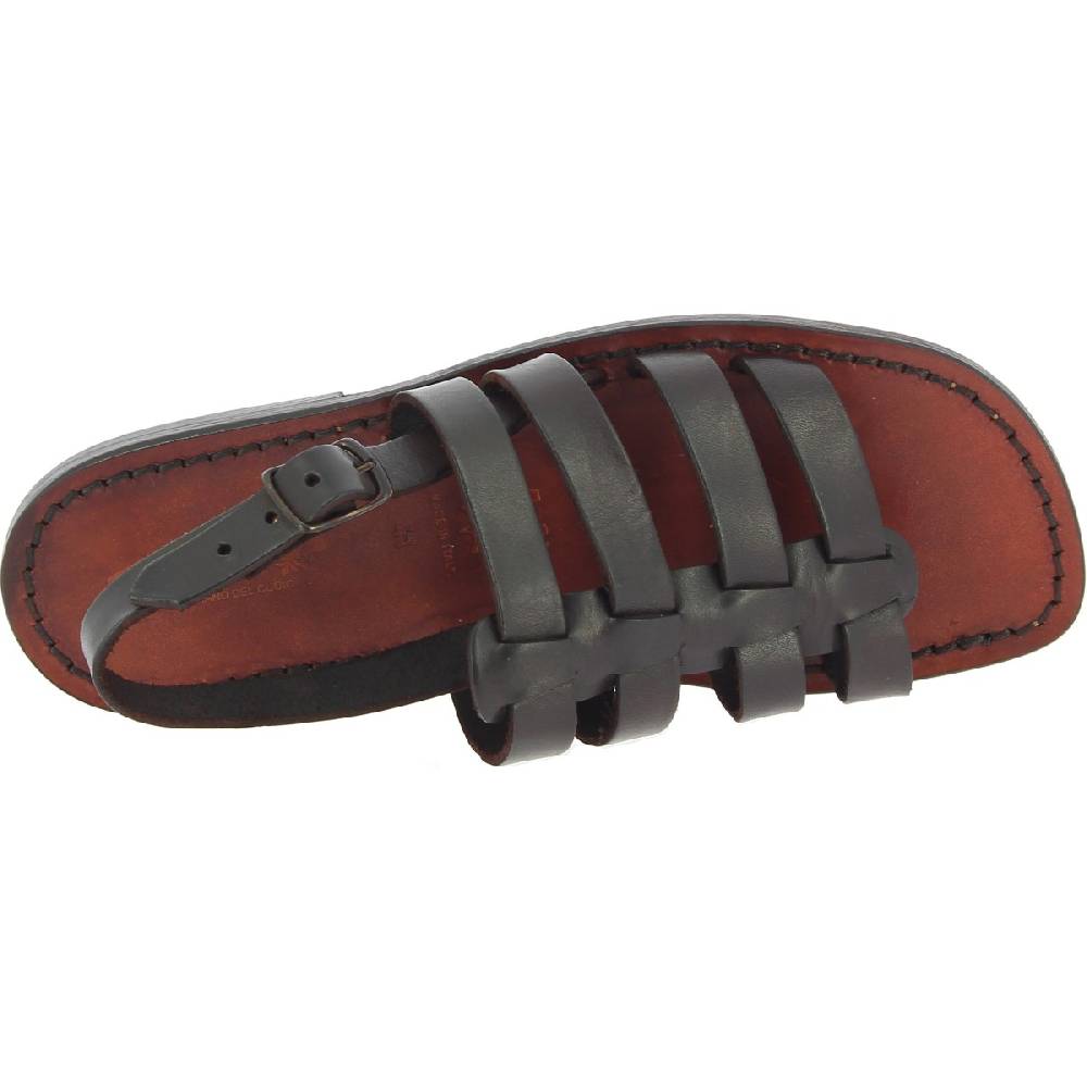 Lartigiano Del Cuoio Sandali Da Uomo A Gabbia In Pelle Marrone Scuro