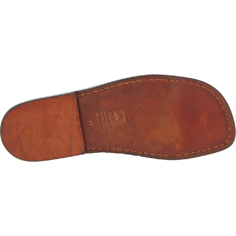 Lartigiano Del Cuoio Sandali Da Uomo A Gabbia In Pelle Marrone Scuro