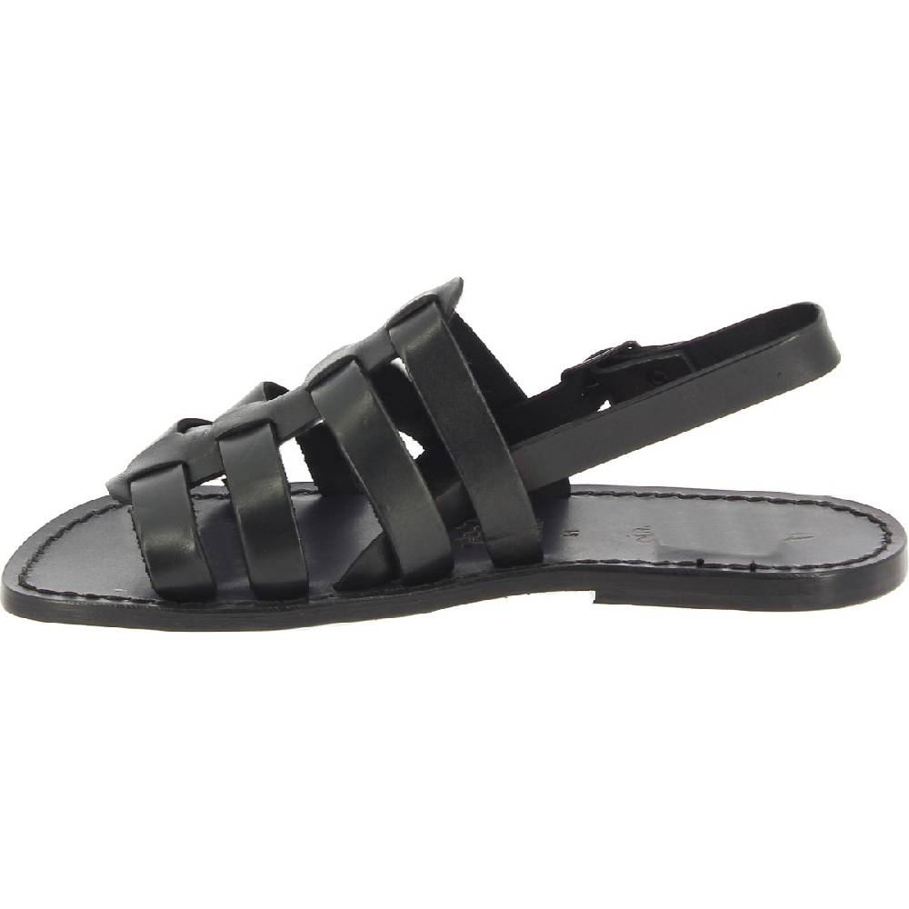 Lartigiano Del Cuoio Sandali Da Uomo A Gabbia In Pelle Nera