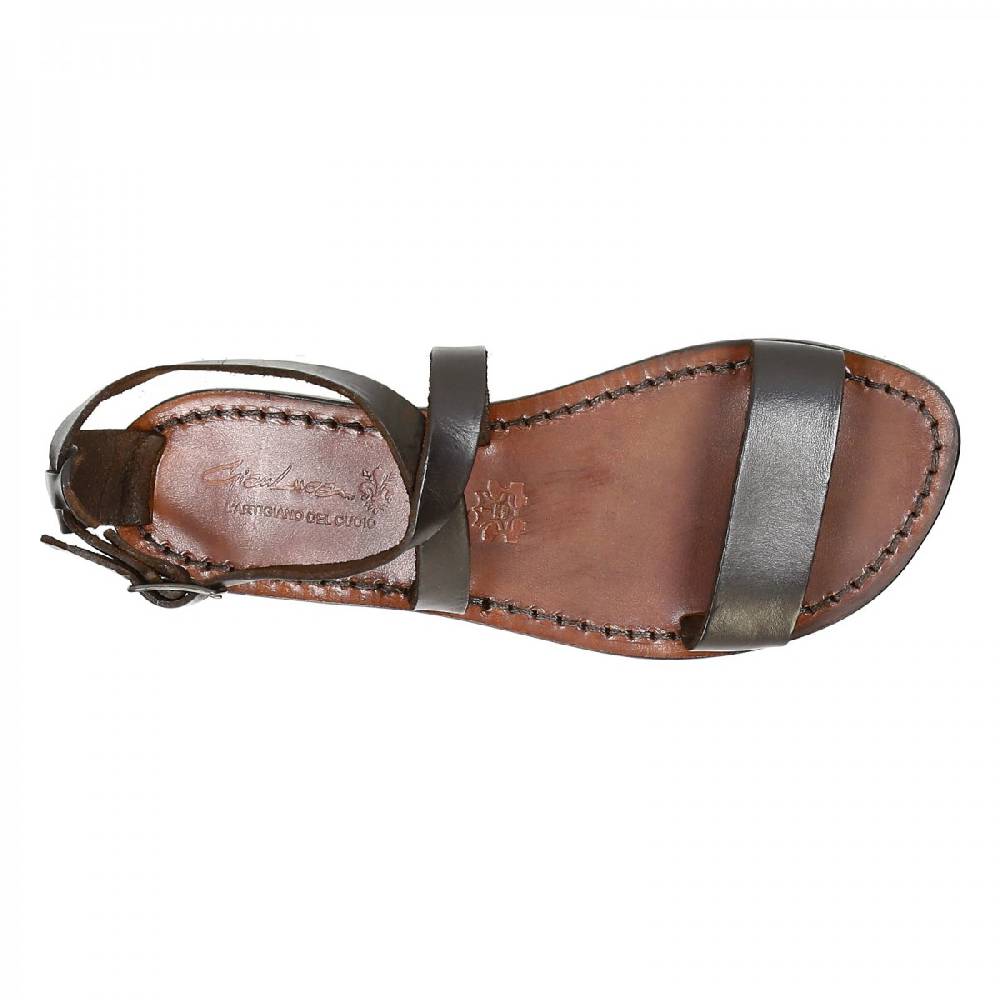 Lartigiano Del Cuoio Sandali Di Cuoio Donna Fatti A Mano In Pelle Colore Testa Di Moro