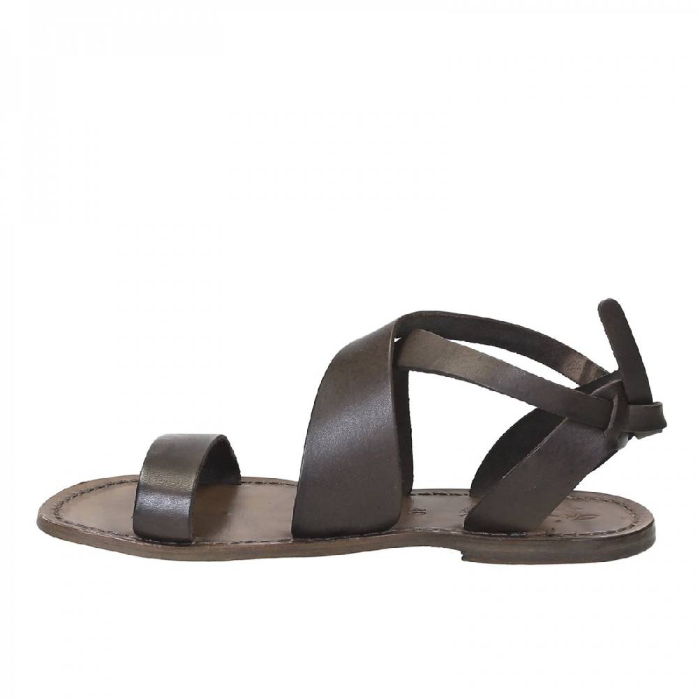 Lartigiano Del Cuoio Sandali Donna Fatti A Mano In Pelle Color Fango