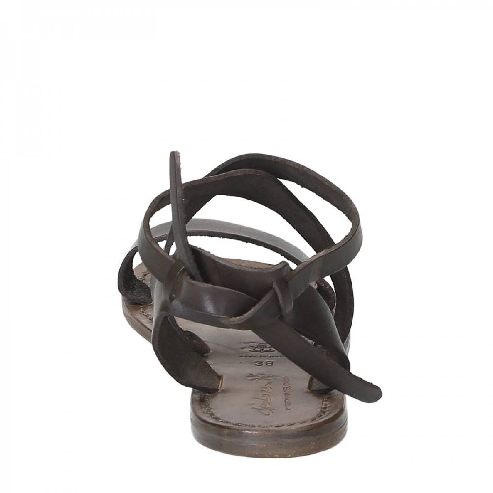 Lartigiano Del Cuoio Sandali Donna Fatti A Mano In Pelle Color Fango