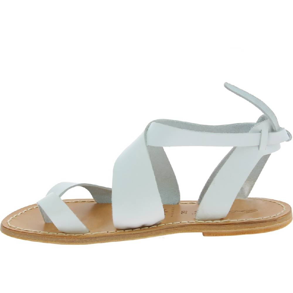 Lartigiano Del Cuoio Sandali Donna Fatti A Mano In Pelle Colore Bianco