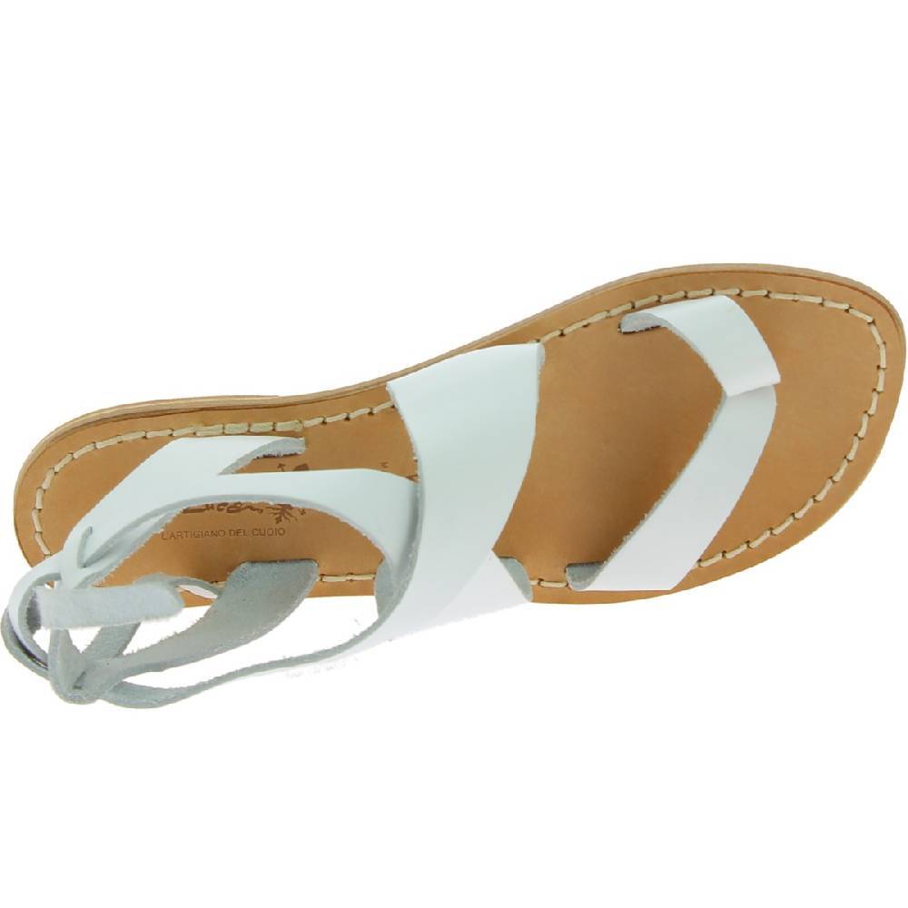 Lartigiano Del Cuoio Sandali Donna Fatti A Mano In Pelle Colore Bianco
