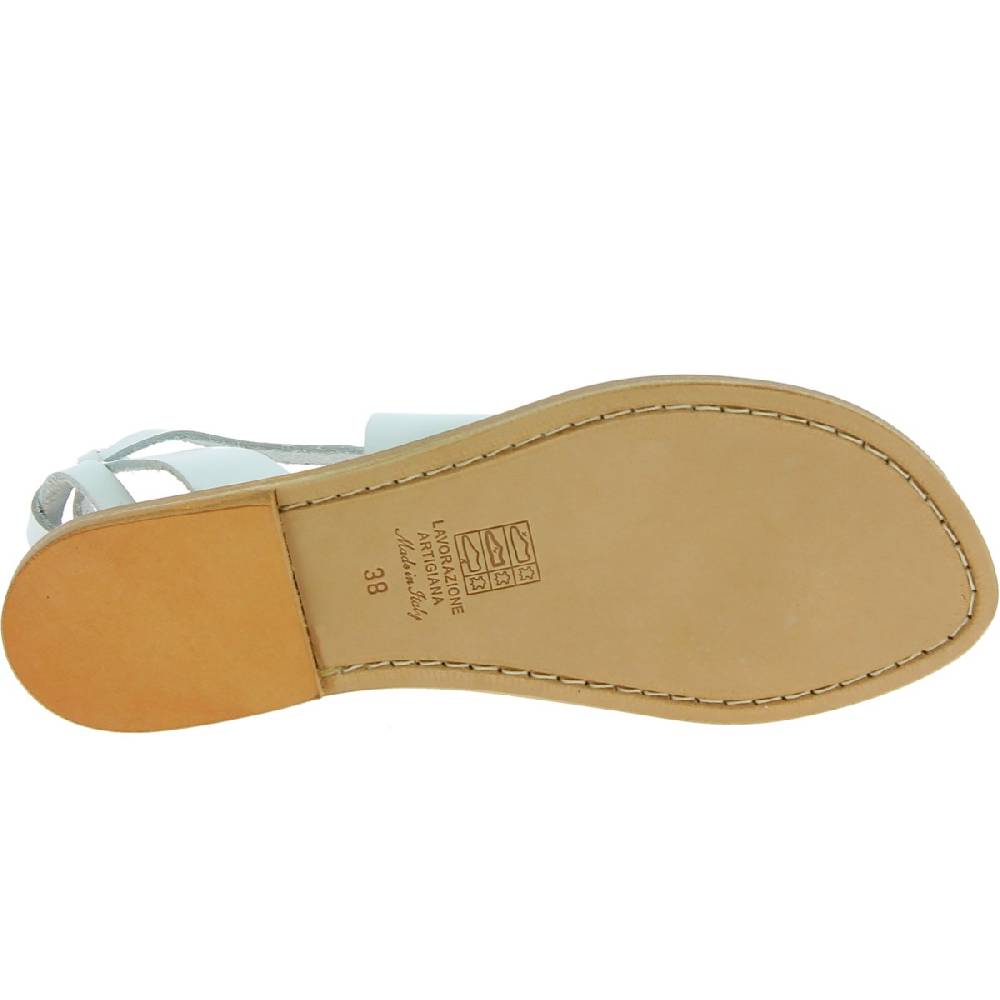 Lartigiano Del Cuoio Sandali Donna Fatti A Mano In Pelle Colore Bianco