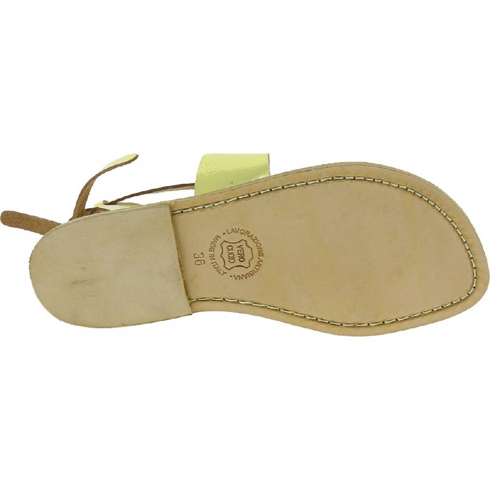 Lartigiano Del Cuoio Sandali Donna Fatti A Mano In Pelle Laminata Colore Oro