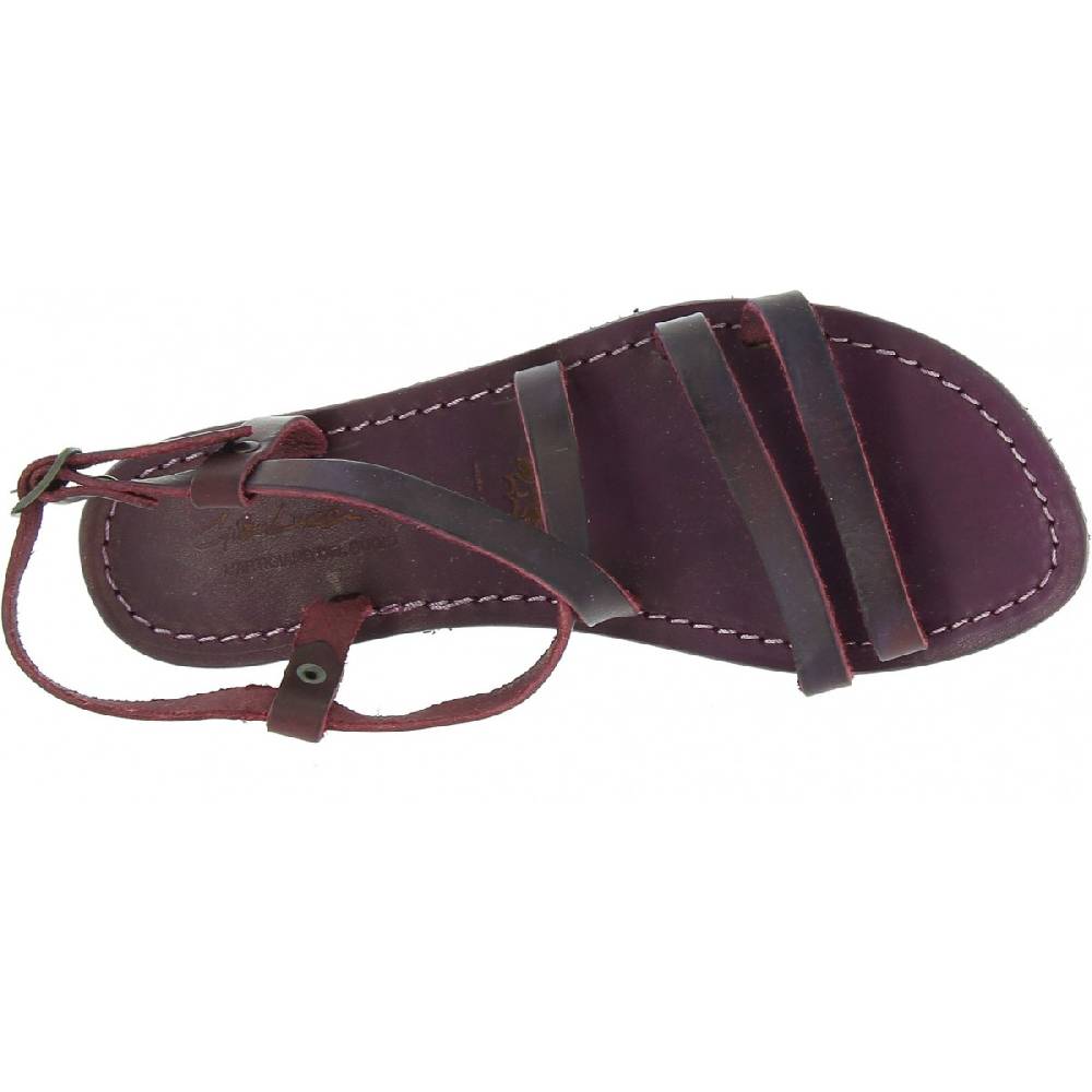 Lartigiano Del Cuoio Sandali Donna In Cuoio Color Prugna Artigianali