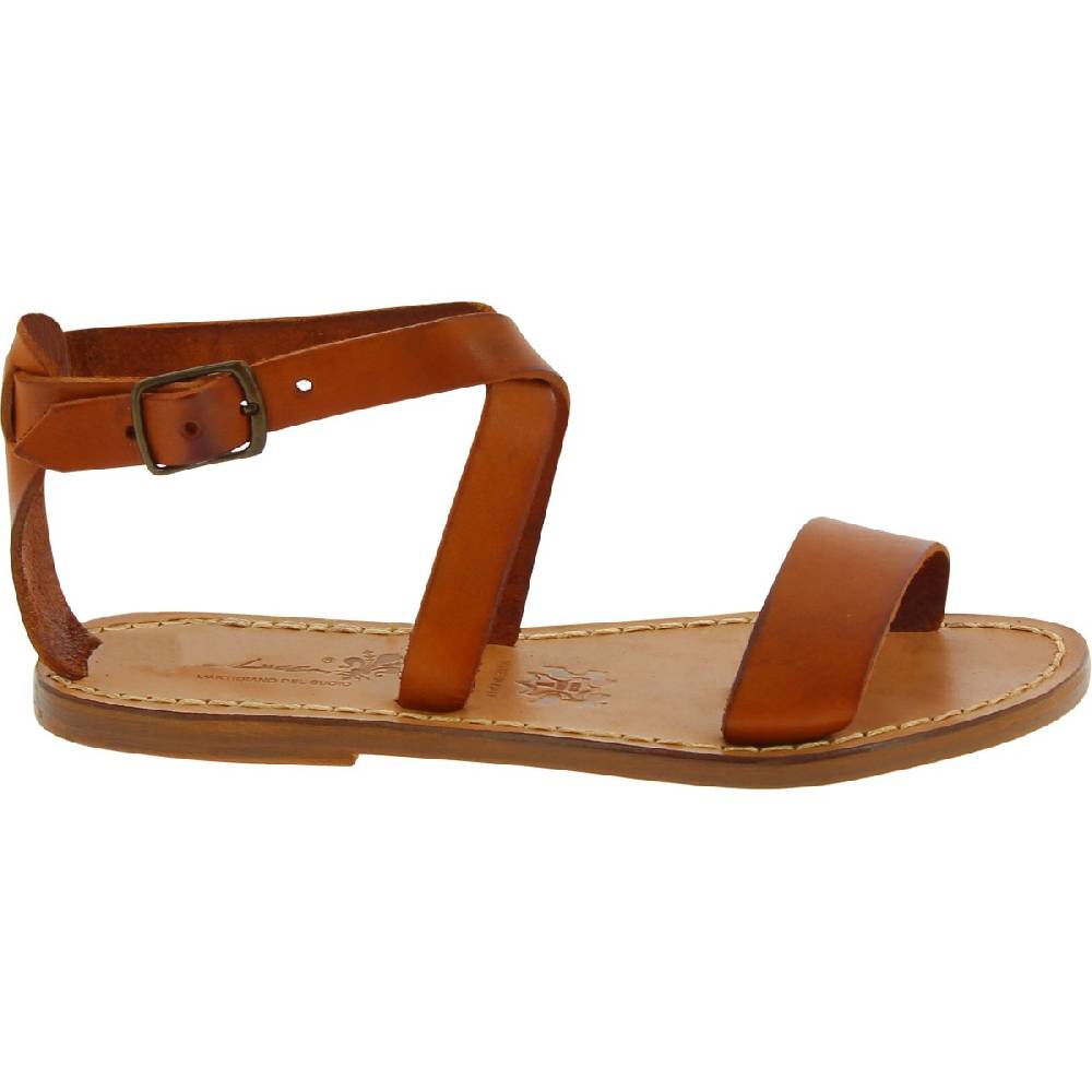 Lartigiano Del Cuoio Sandali Donna In Pelle Color Cuoio Fatti A Mano In Italia