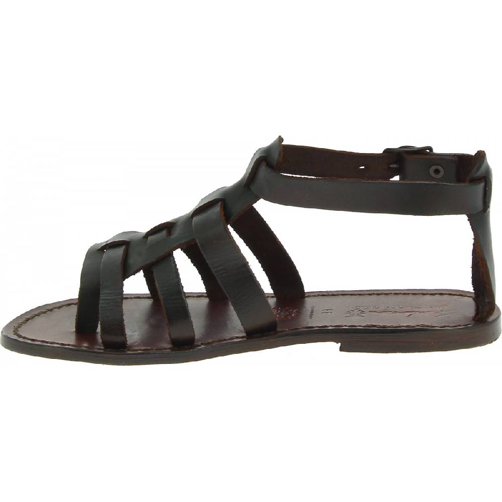 Lartigiano Del Cuoio Sandali Donna In Pelle Colore Testa Di Moro Artigianali