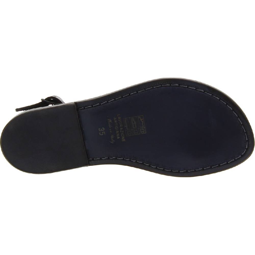 Lartigiano Del Cuoio Sandali Donna In Pelle Nero Fatti A Mano In Italia