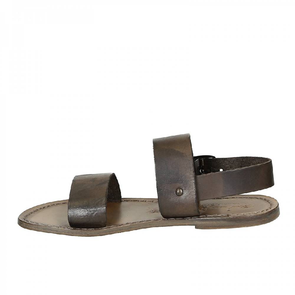 Lartigiano Del Cuoio Sandali Francescani Donna In Pelle Color Fango Artigianali