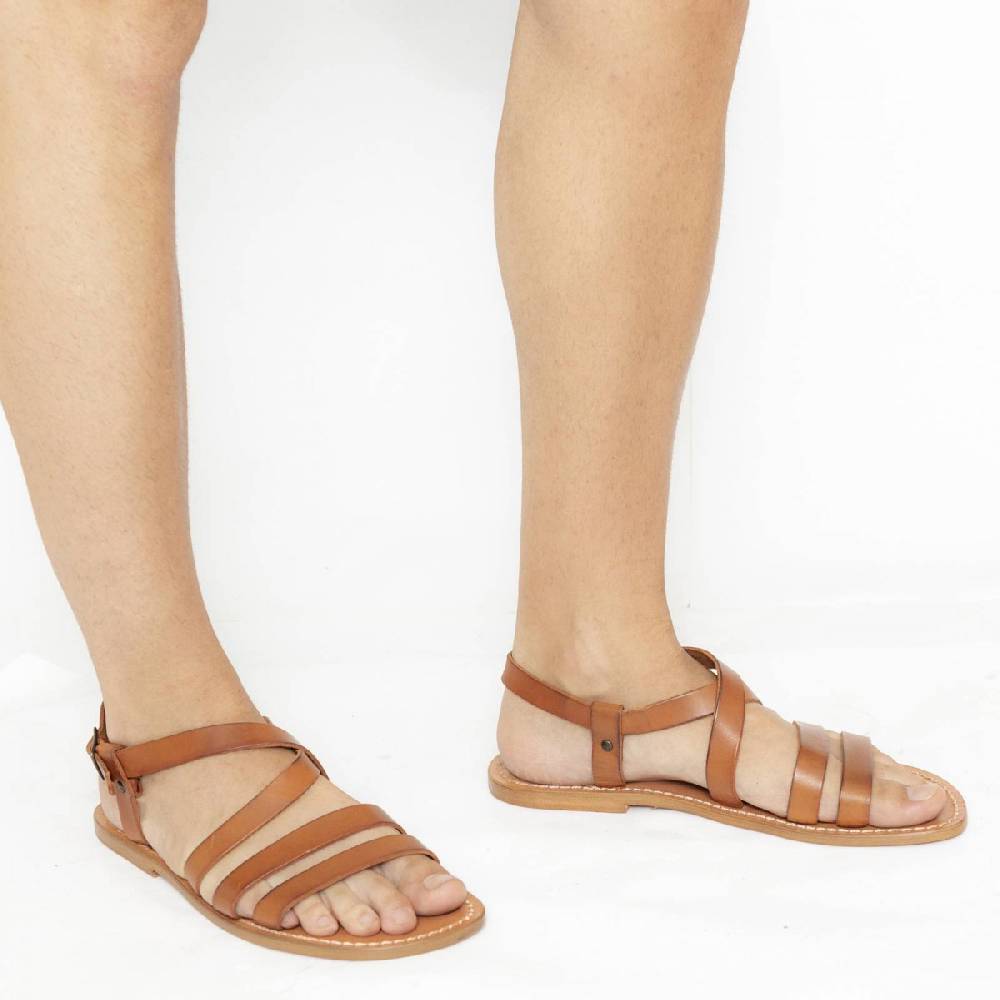 Lartigiano Del Cuoio Sandali Francescani Uomo Fatti A Mano In Pelle Color Cuoio Antico