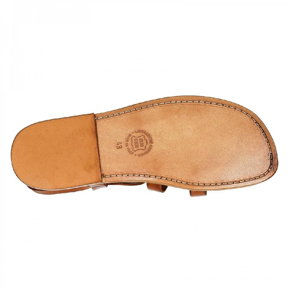 Lartigiano Del Cuoio Sandali Francescani Uomo Fatti A Mano In Pelle Color Cuoio Antico