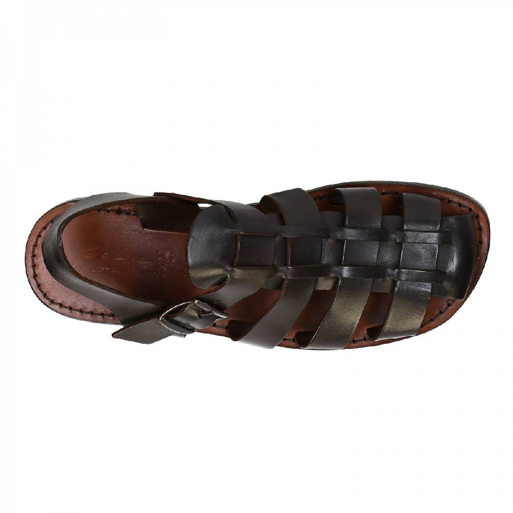 Lartigiano Del Cuoio Sandali Francescani Uomo Fatti A Mano In Pelle Color Testa Di Moro