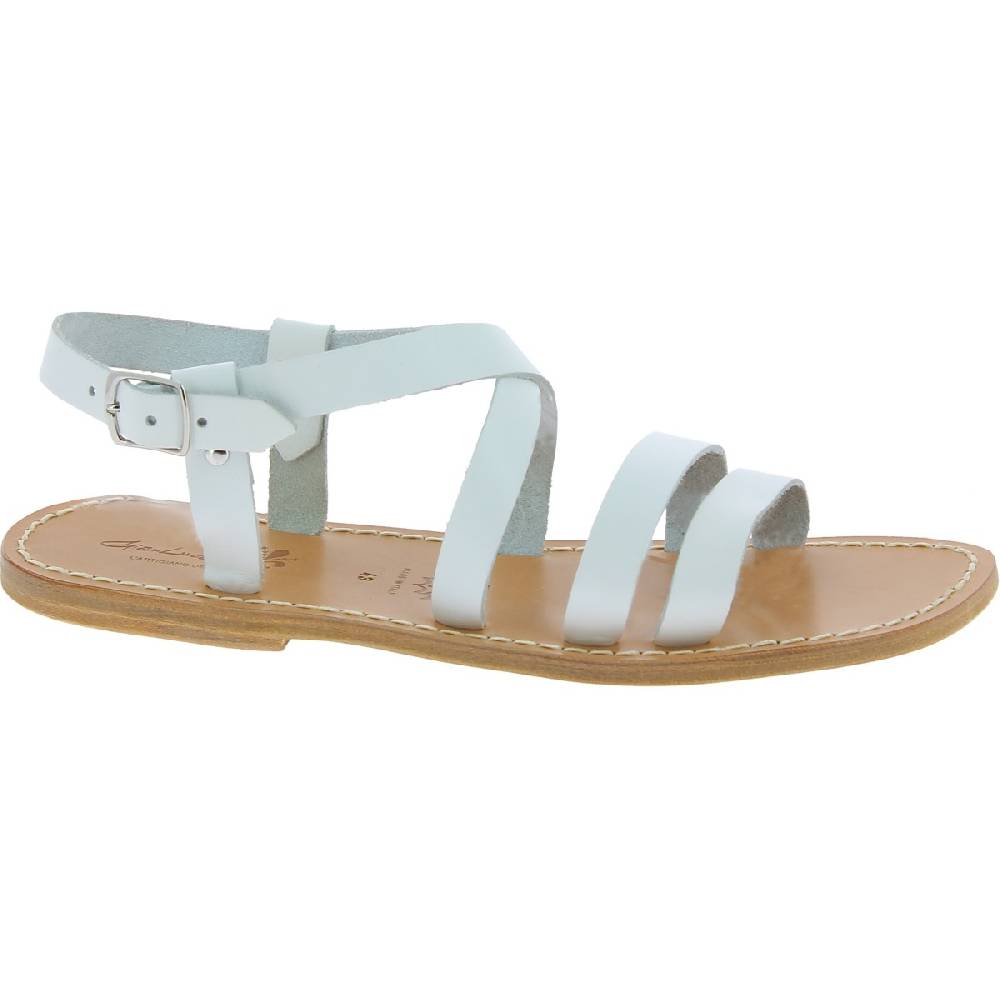 Lartigiano Del Cuoio Sandali Francescani Uomo In Pelle Bianca Fatti A Mano