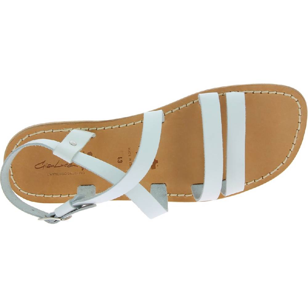 Lartigiano Del Cuoio Sandali Francescani Uomo In Pelle Bianca Fatti A Mano