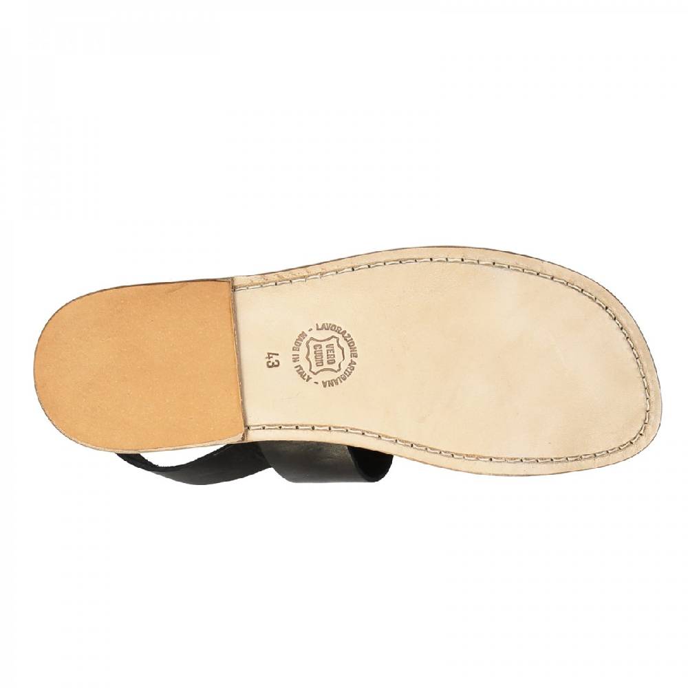 Lartigiano Del Cuoio Sandali Francescani Uomo In Pelle Nero Artigianali