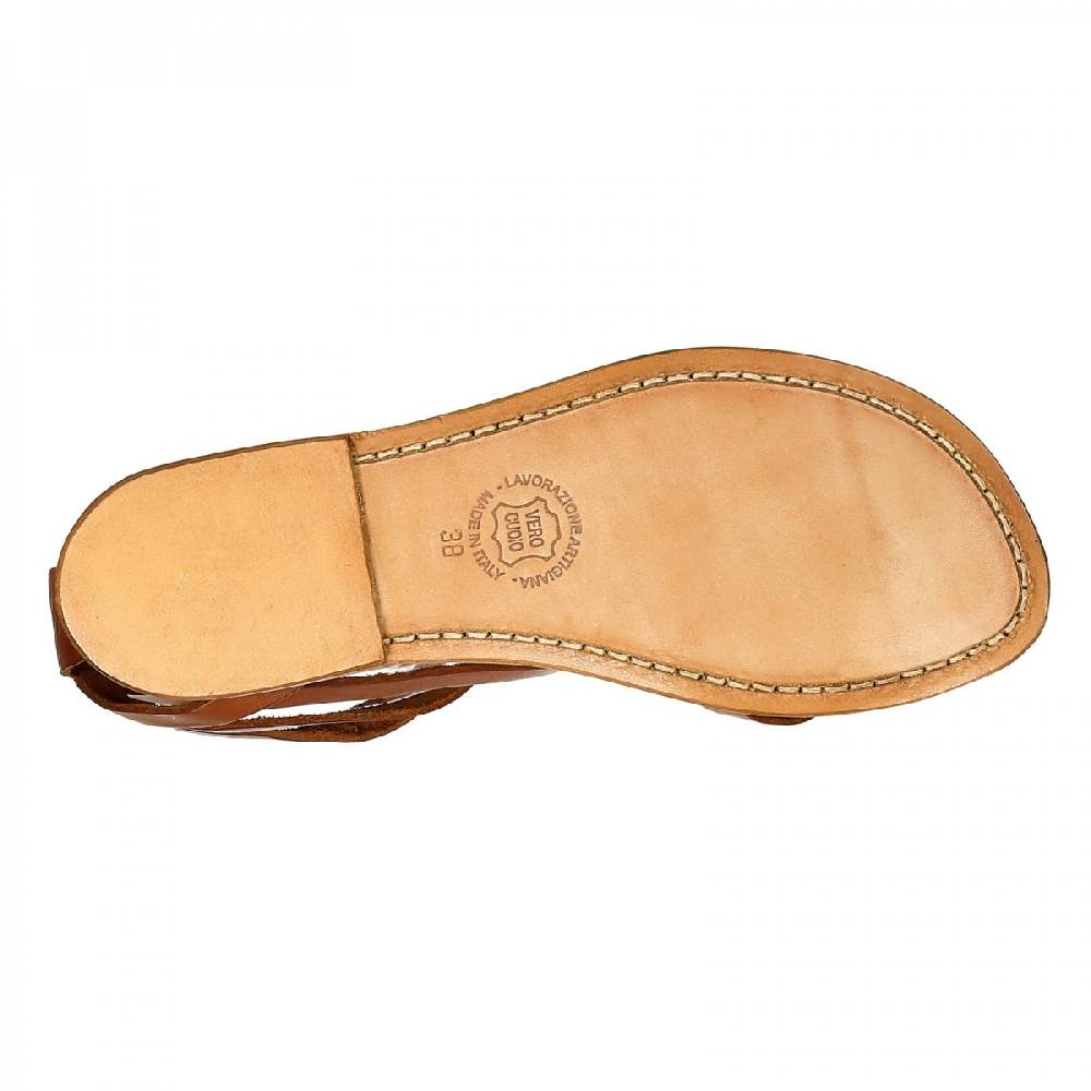 Lartigiano Del Cuoio Sandali Gladiator Donna Fatti A Mano In Pelle Colore Cuoio Antico