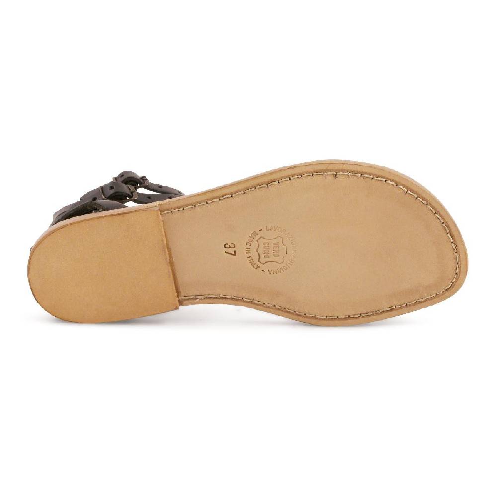 Lartigiano Del Cuoio Sandali Gladiatore Da Donna In Pelle Nero Fatti A Mano