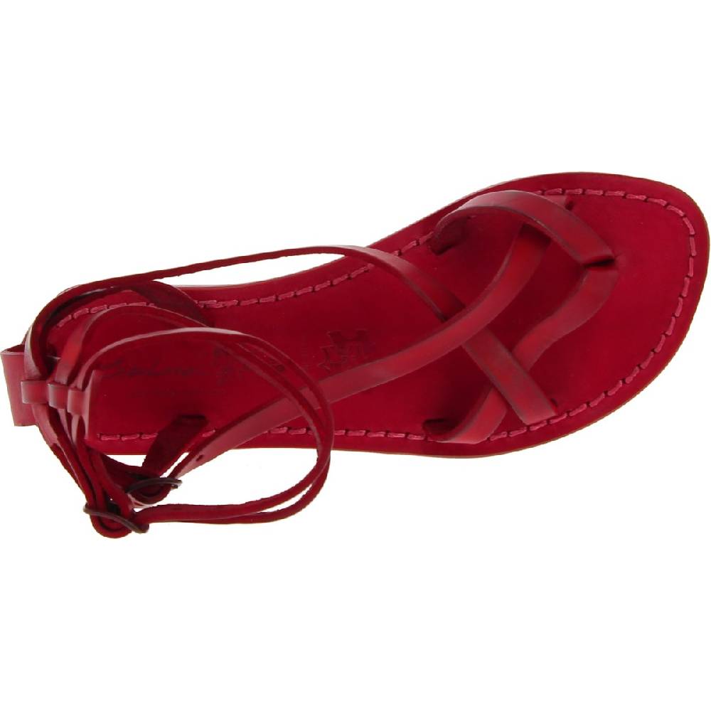 Lartigiano Del Cuoio Sandali Gladiatore Donna In Pelle Rossa Fatti A Mano