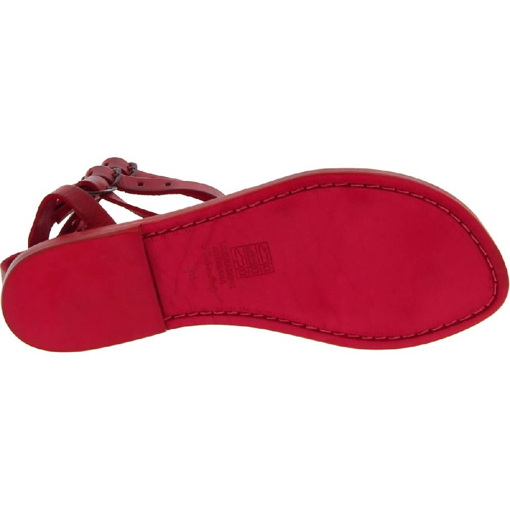 Lartigiano Del Cuoio Sandali Gladiatore Donna In Pelle Rossa Fatti A Mano
