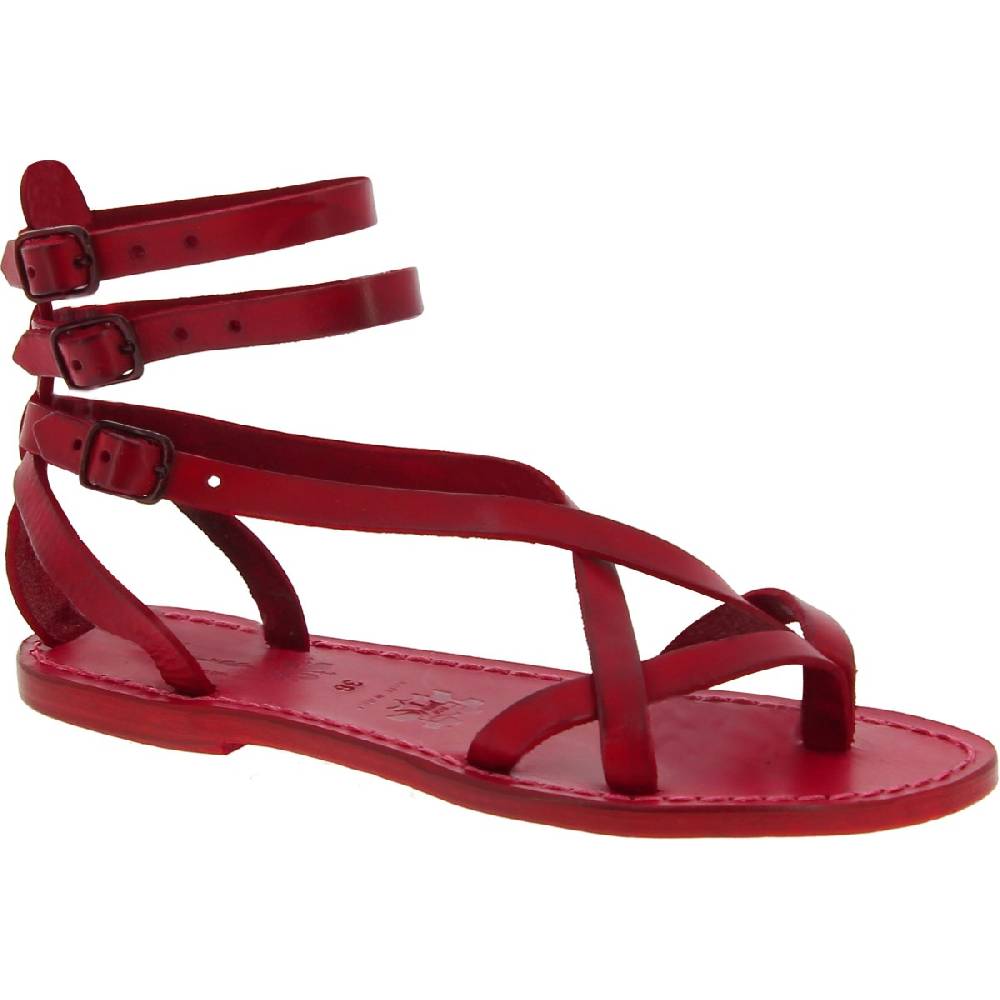 Lartigiano Del Cuoio Sandali gladiatore donna in pelle rossa fatti a mano