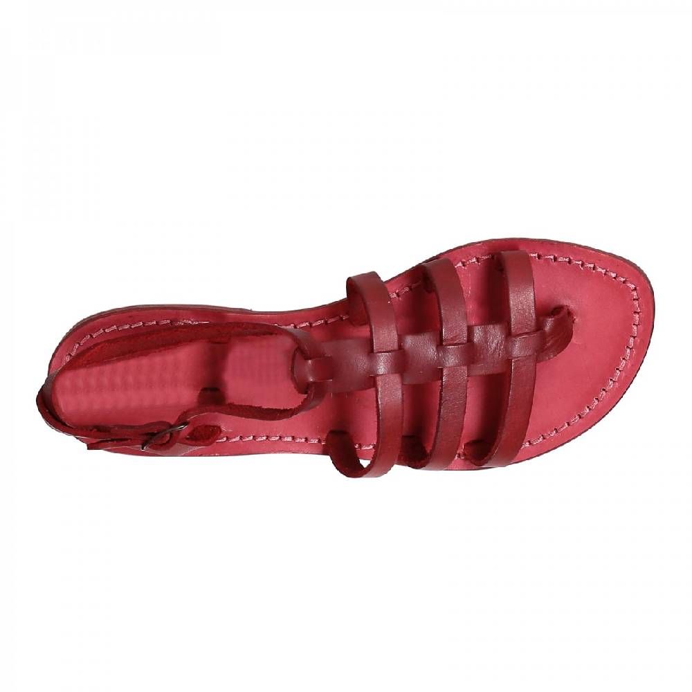 Lartigiano Del Cuoio Sandali Gladiatore Donna In Pelle Rosso Fatti A Mano In Italia