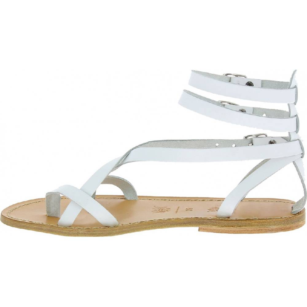 Lartigiano Del Cuoio Sandali Gladiatore Fatti A Mano In Pelle Colore Bianco