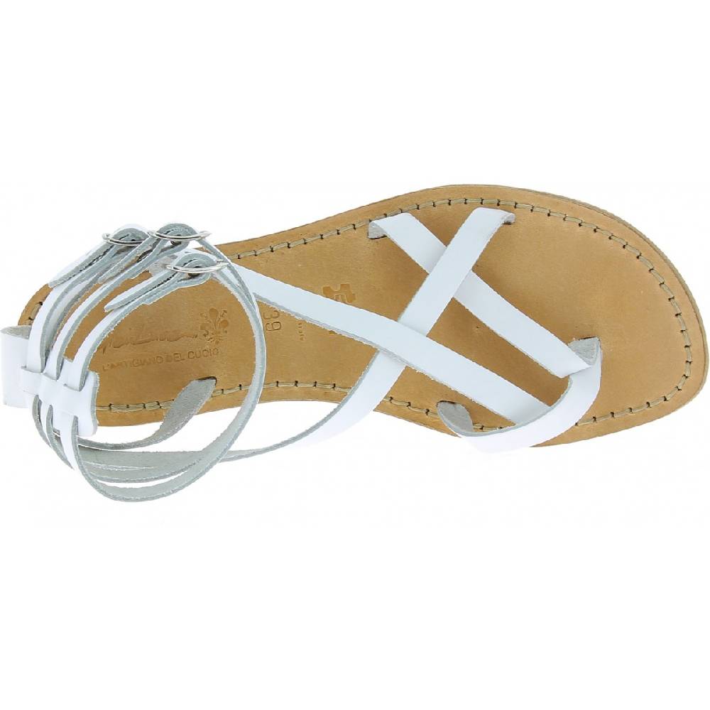 Lartigiano Del Cuoio Sandali Gladiatore Fatti A Mano In Pelle Colore Bianco