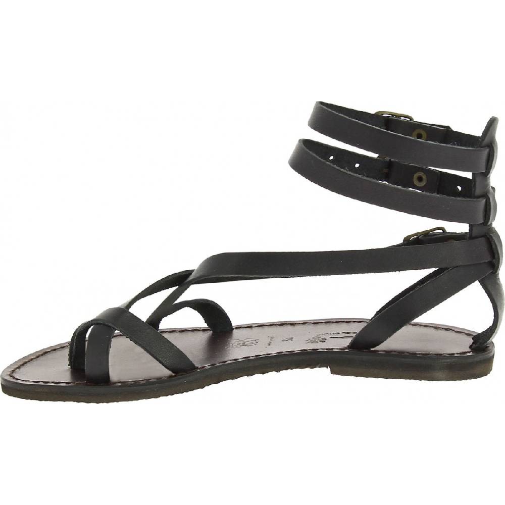 Lartigiano Del Cuoio Sandali Gladiatore Fatti A Mano In Pelle Colore Nero