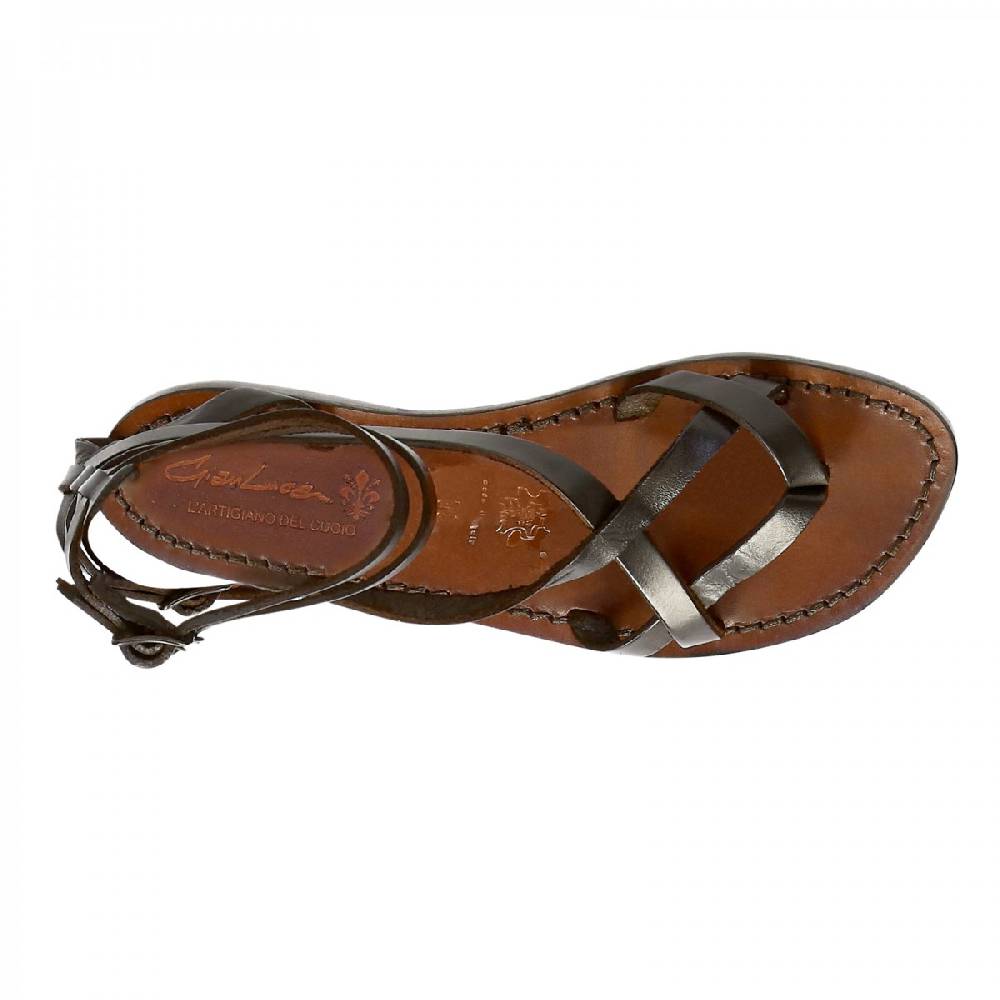 Lartigiano Del Cuoio Sandali Gladiatore Fatti A Mano In Pelle Colore Testa Di Moro