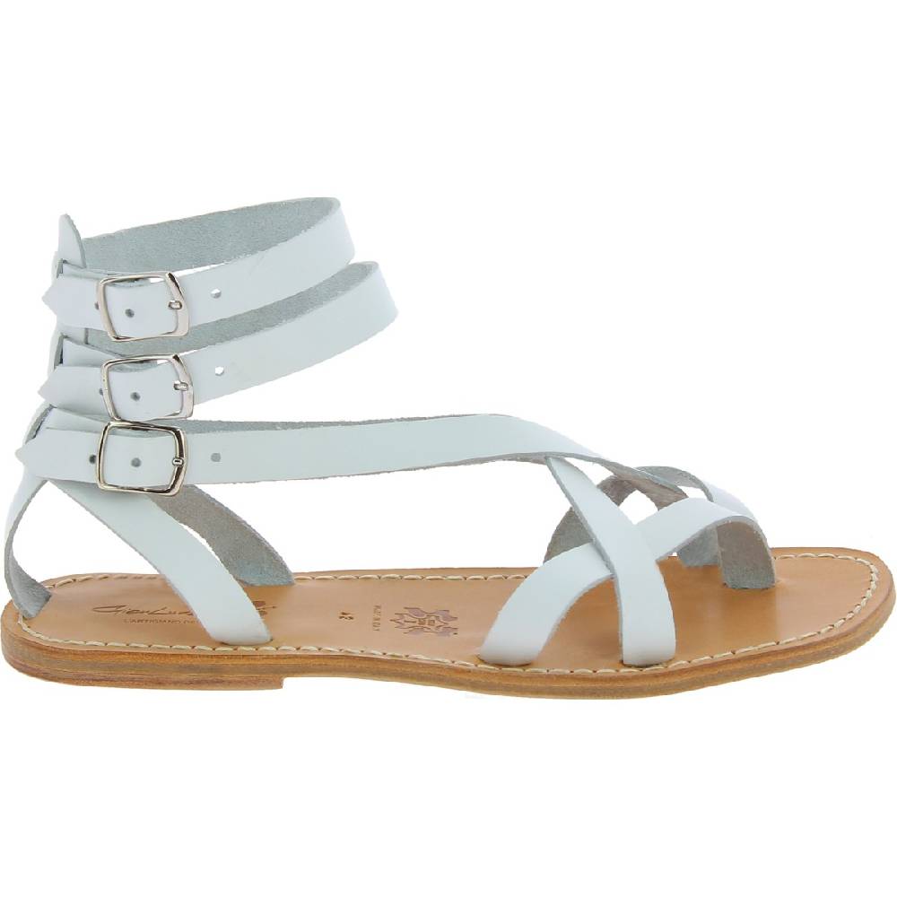 Lartigiano Del Cuoio Sandali Gladiatore Uomo In Pelle Bianca Fatti A Mano In Italia