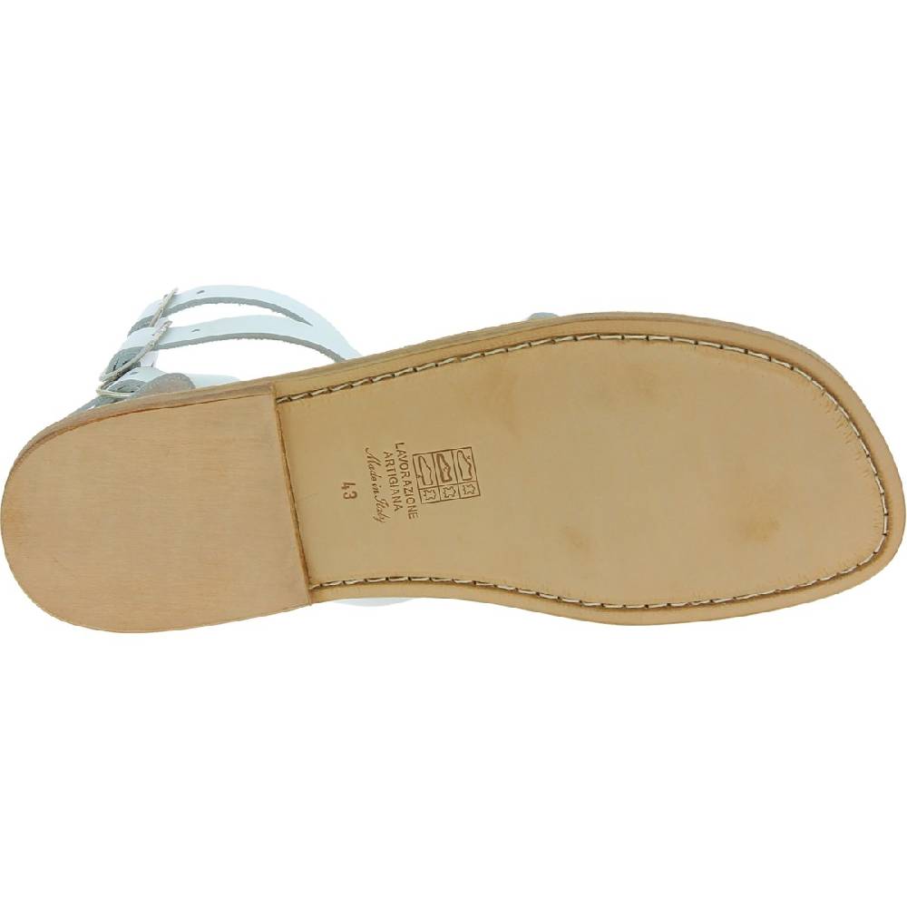 Lartigiano Del Cuoio Sandali Gladiatore Uomo In Pelle Bianca Fatti A Mano In Italia