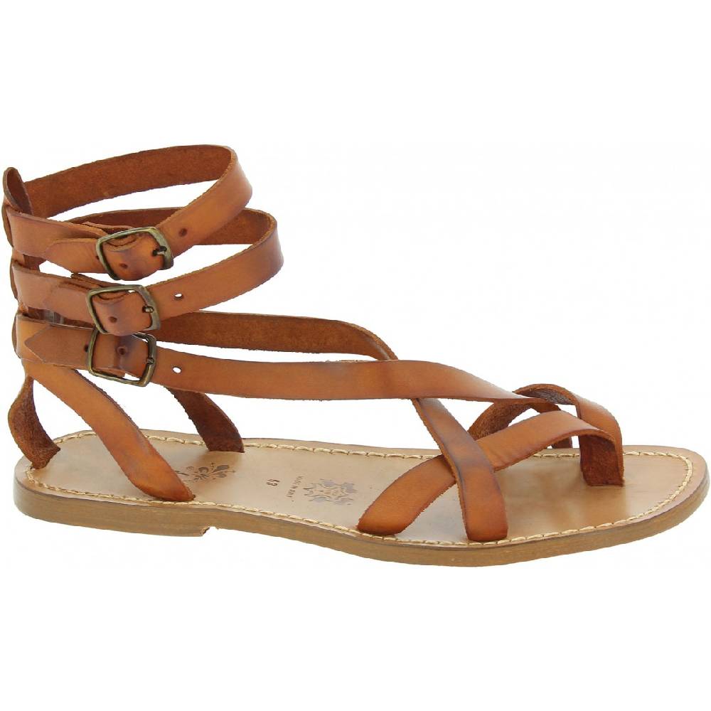 Lartigiano Del Cuoio Sandali Gladiatore Uomo In Pelle Color Cuoio Antico