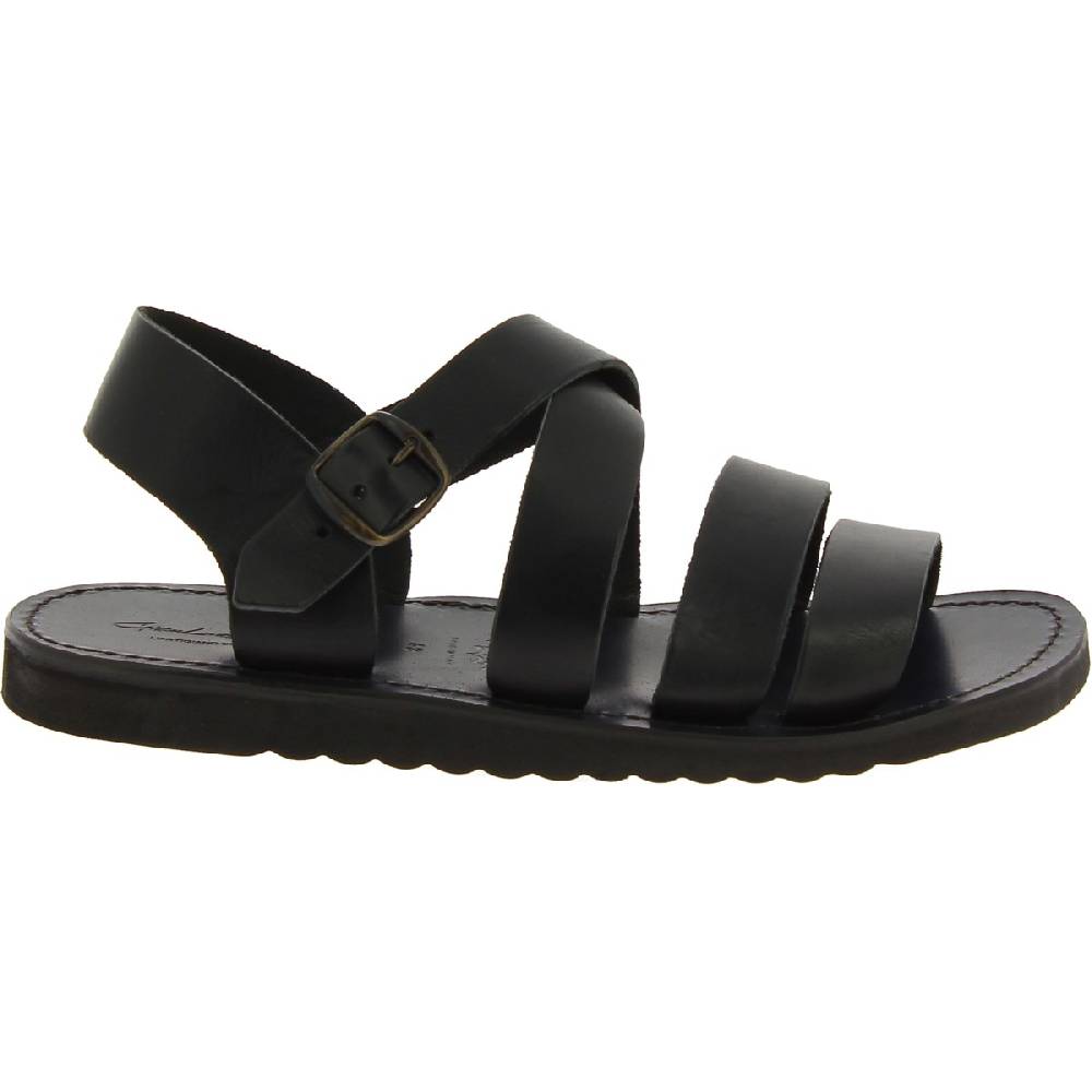 Lartigiano Del Cuoio Sandali In Pelle Nero Da Uomo Fatti A Mano