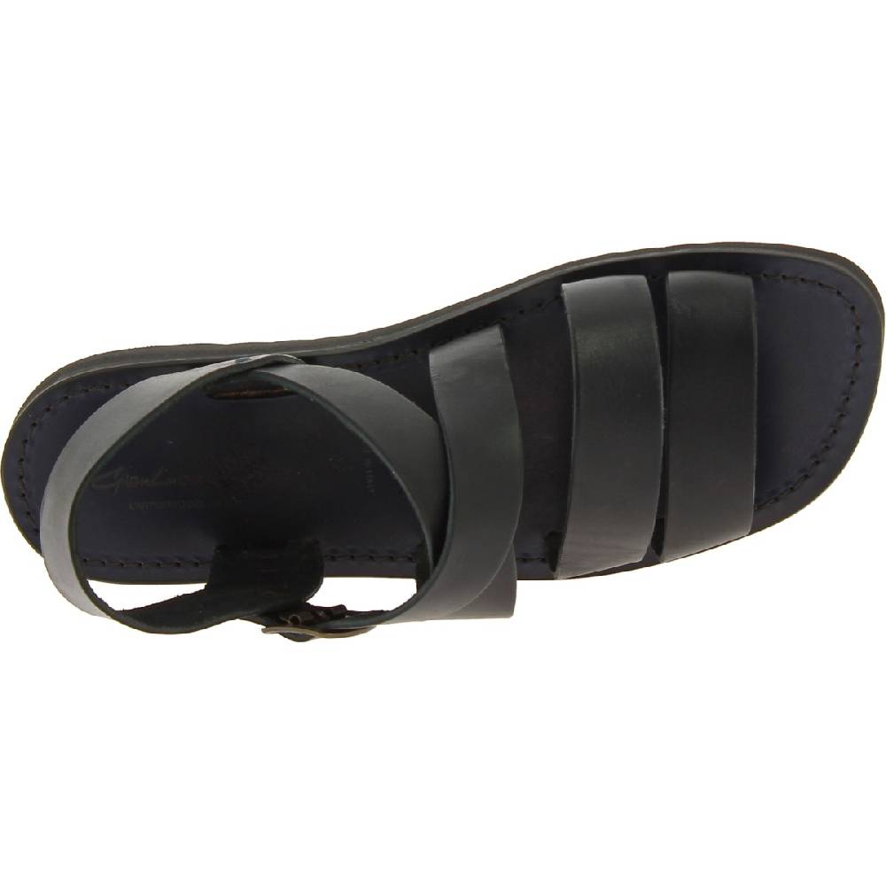 Lartigiano Del Cuoio Sandali In Pelle Nero Da Uomo Fatti A Mano