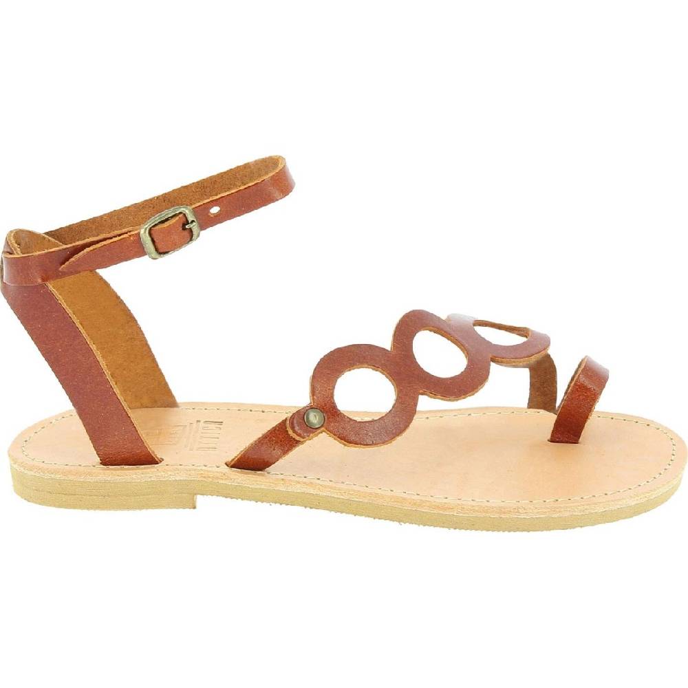 Lartigiano Del Cuoio Sandali Infradito A Cerchi Da Donna Fatti A Mano In Pelle Di Vitello Marrone