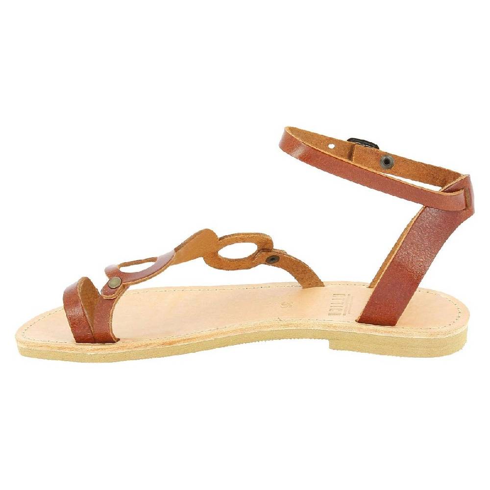 Lartigiano Del Cuoio Sandali Infradito A Cerchi Da Donna Fatti A Mano In Pelle Di Vitello Marrone