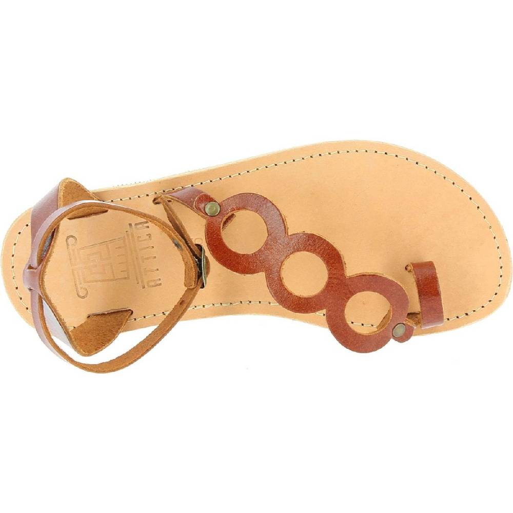 Lartigiano Del Cuoio Sandali Infradito A Cerchi Da Donna Fatti A Mano In Pelle Di Vitello Marrone