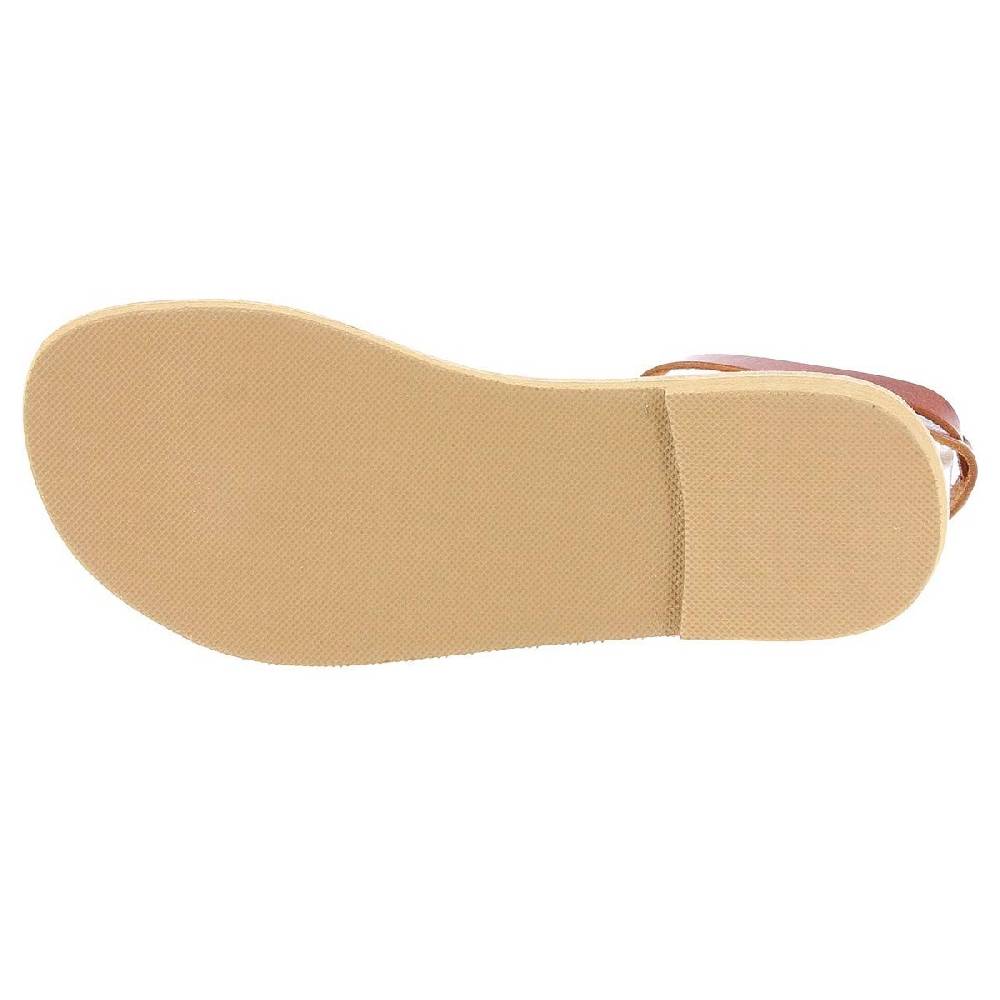 Lartigiano Del Cuoio Sandali Infradito A Cerchi Da Donna Fatti A Mano In Pelle Di Vitello Marrone